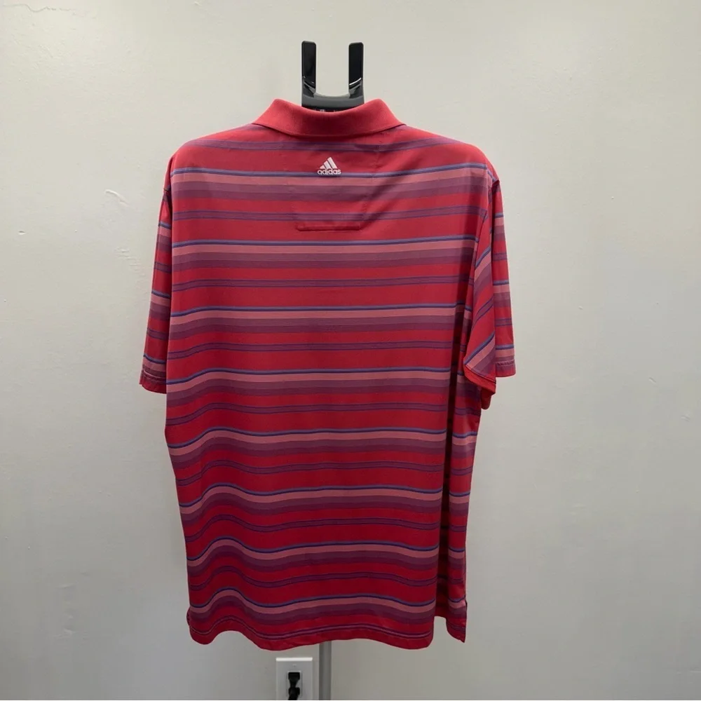 Adidas Golf ClimaCool Polo Shirt 2XL Red Striped Performance Mens